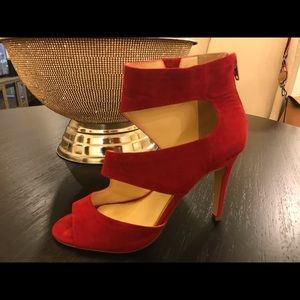 Red Jessica Simpson Suede Strap Heel
